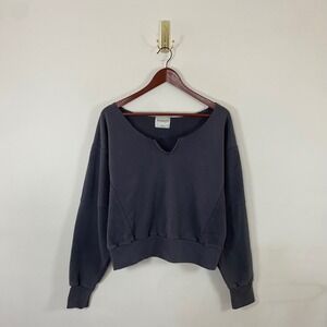Abercrombie &‎ Fitch Slate Gray Cropped Sweatshirt Soft Collection Wide Neckline
